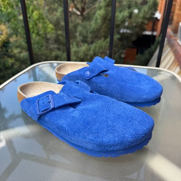 New Birkenstock Boston Soft Footbed Clogs in Ultra Blue Suede US 7 / EUR 38 - Picture 4 of 13